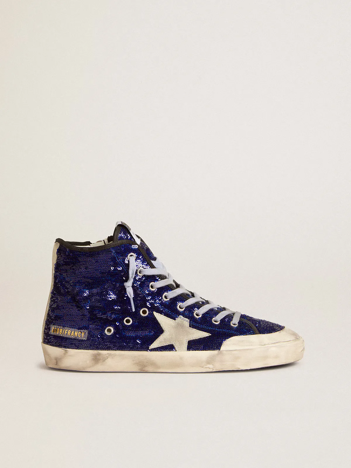 Francy Penstar in Bright Blue Sequins with Ice-Gray Suede Star by Golden Goose