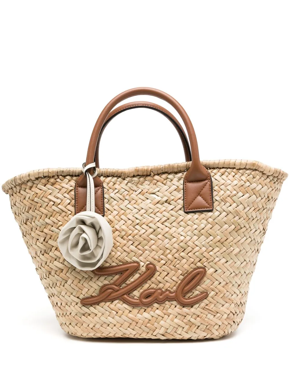 K/Signature Medium Raffia Beach Bag by Karl Lagerfeld