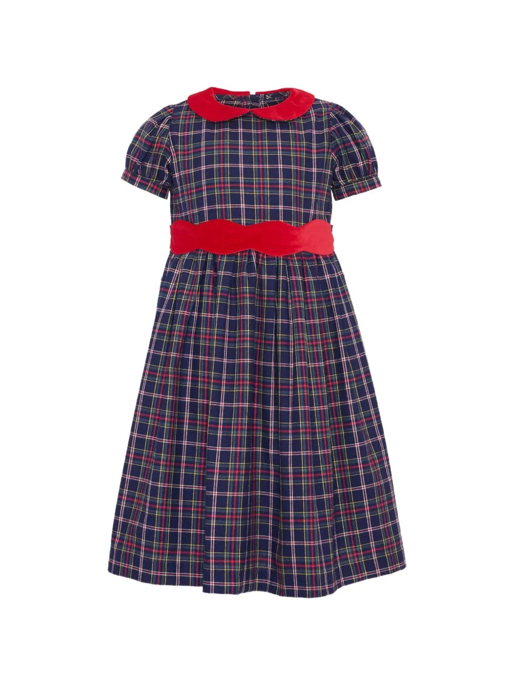 Tartan Velvet-Trim Dress by Mariella Ferrari