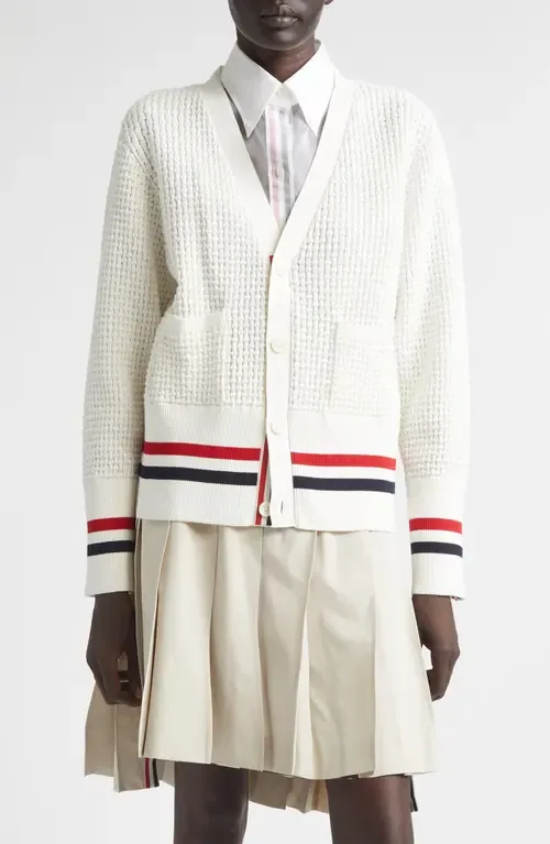 Float Ripple Stitch Cotton Cardigan by Thom Browne