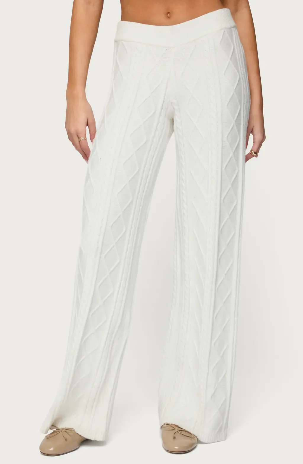 Louise Cable Knit Straight Leg Pants by EDIKTED