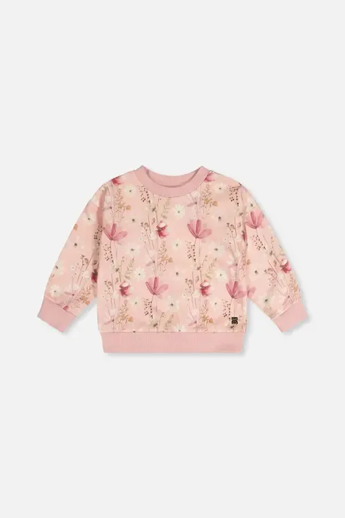French Terry Floral Ribbed Cuff Sweatshirt by Deux par Deux