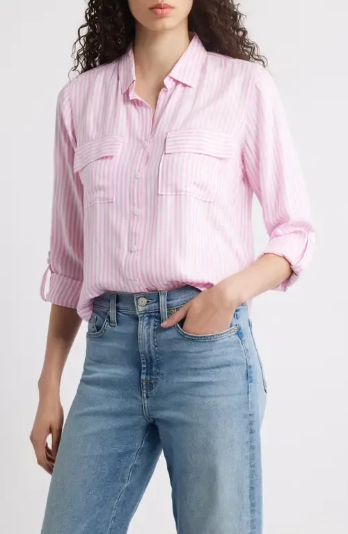 Fallon High-Low Button-Up Shirt by beachlunchlounge