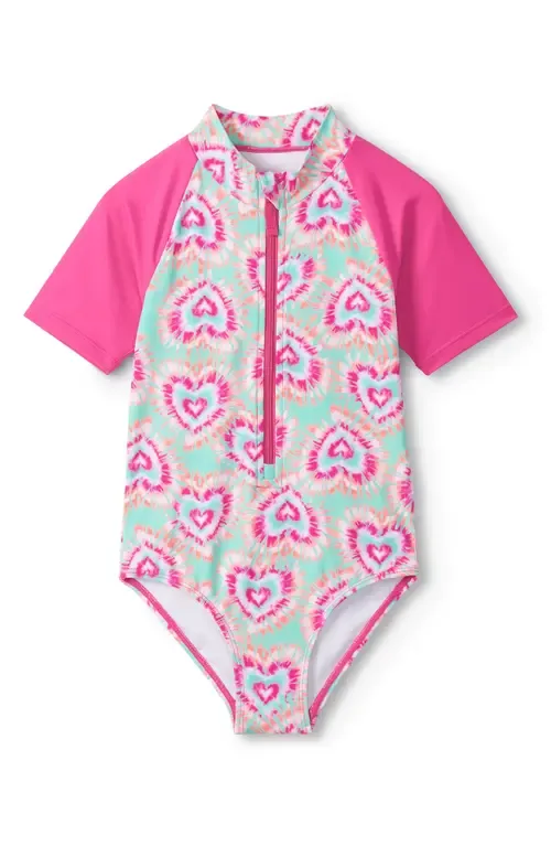 Glow Hearts Raglan Sleeve One-Piece Swimsuit by Hatley