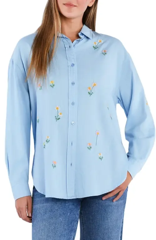 Fresh Daisy Embroidered Button-Up Shirt by Billy T