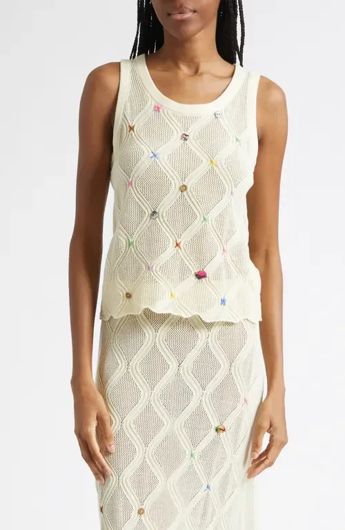 Cotton Lattice Stitch Sweater Tank by YanYan