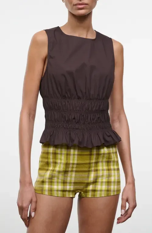 Culver Smocked Sleeveless Top by STAUD