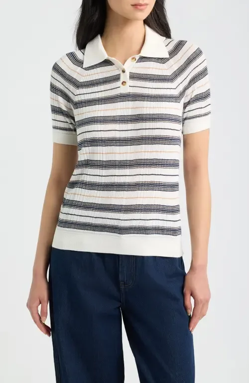 Teresa Stripe Silk Blend Polo by rag & bone