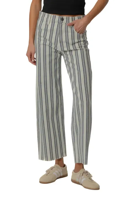 Gwen Stripe Raw Hem High Waist Ankle Wide Leg Jeans by KUT from the Kloth