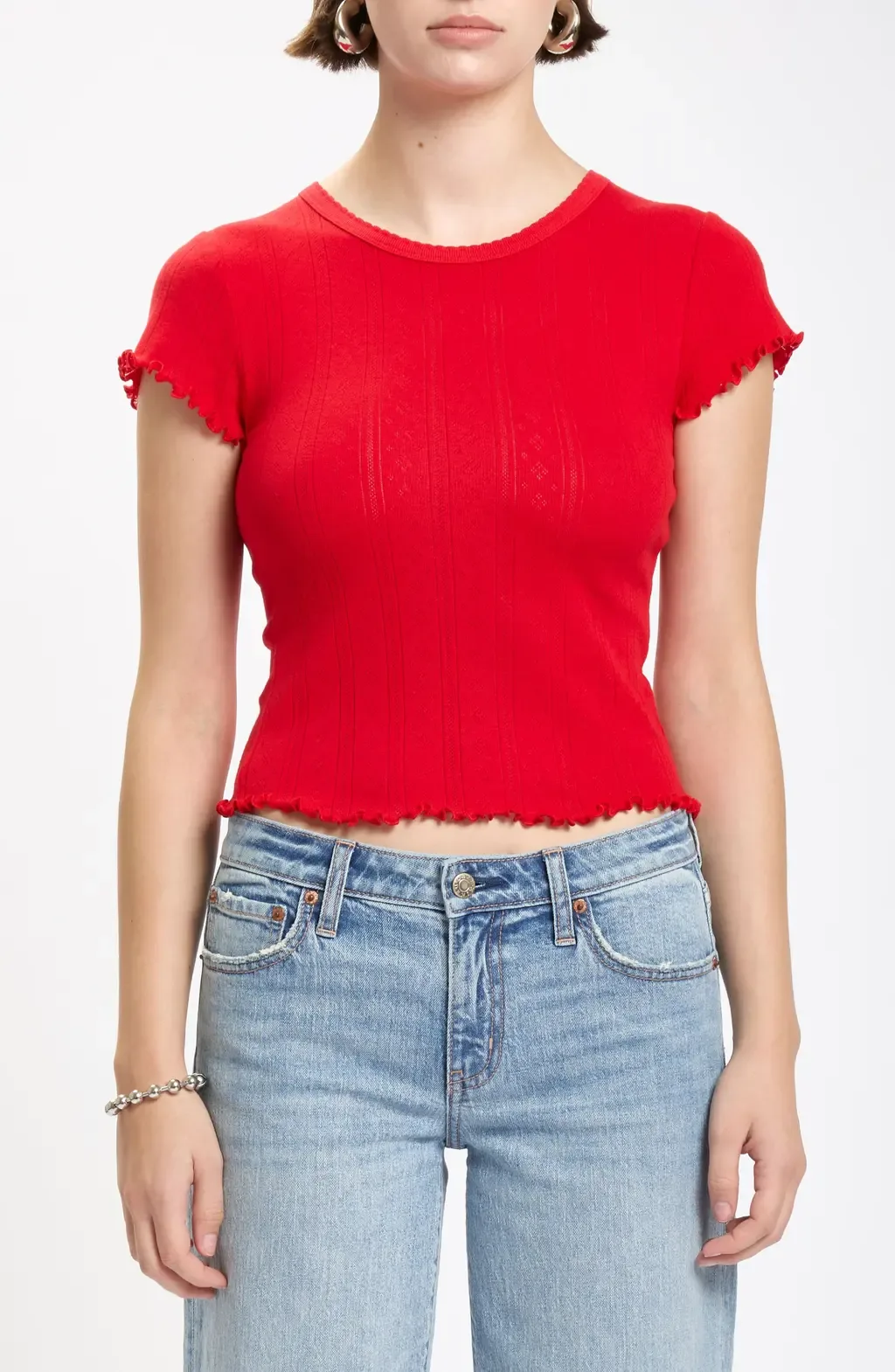 Lily Cotton Pointelle T-Shirt by DAZE