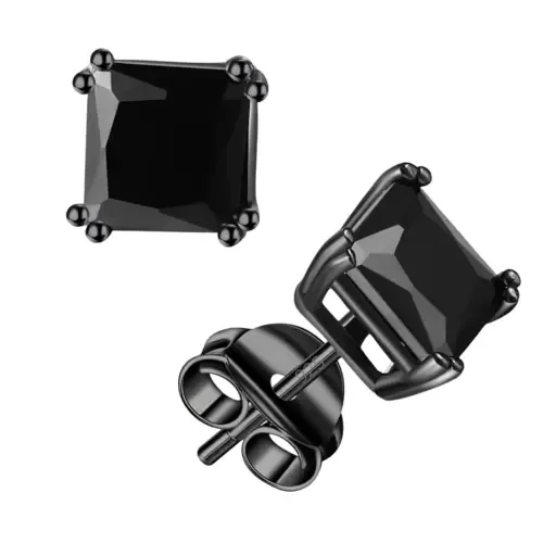 Sterling Silver Black Rhodium Plated Square Studs by Donatello Gian
