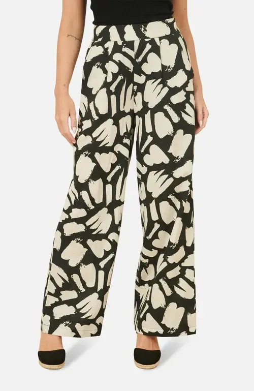 High Waisted Printed Wide Leg Trousers by Yumi