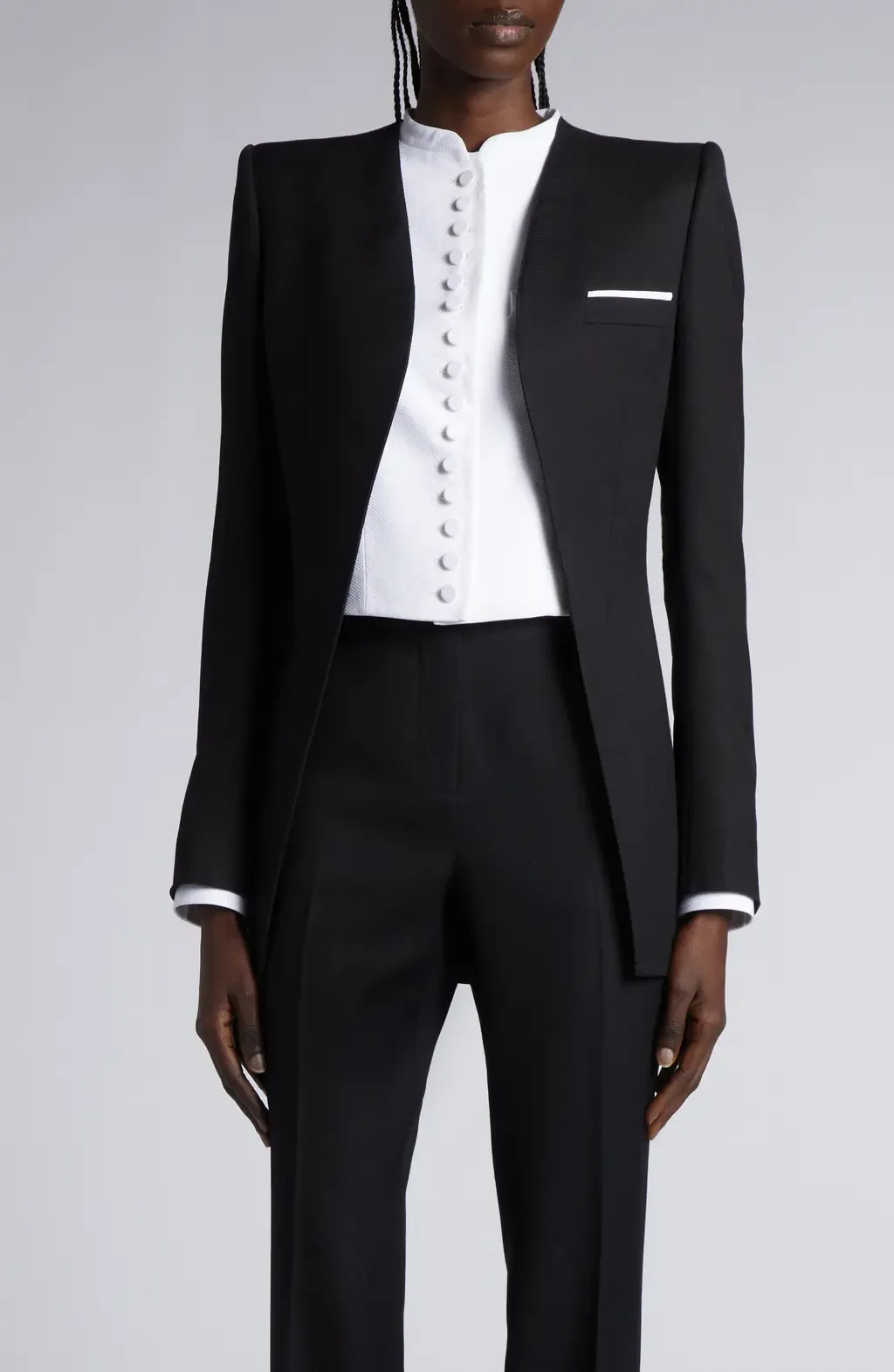 Sharp Shoulder Wool & Silk Panama Cutaway Jacket by TOM FORD