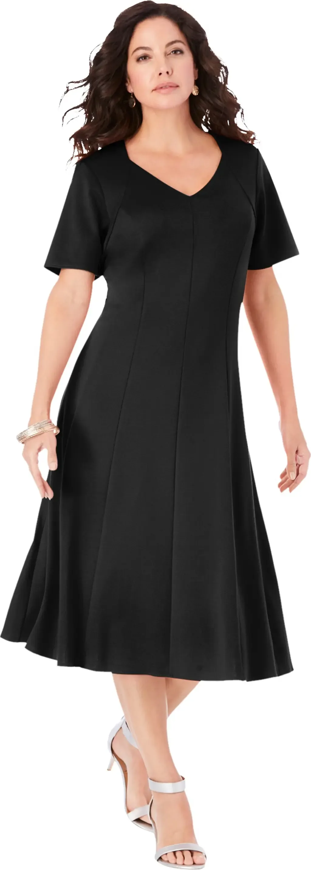 Ponte Fit and Flare Dress by Roaman's