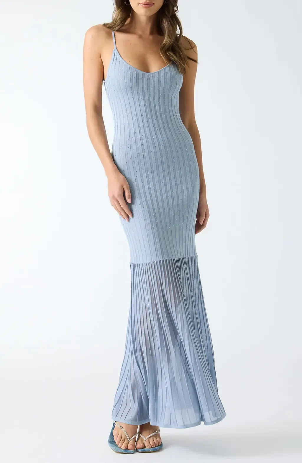 Meena Rib Knit Sheer Skirt Maxi Dress by GUESS