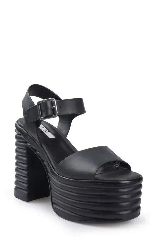 Sadira Platform Sandal in Black Leather by ZIGI