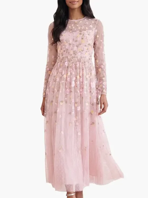 Trailing Roses Long Sleeve Maxi Gown by Needle & Thread