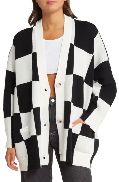 Love You Oversize Checkerboard Cardigan by Dressed in Lala