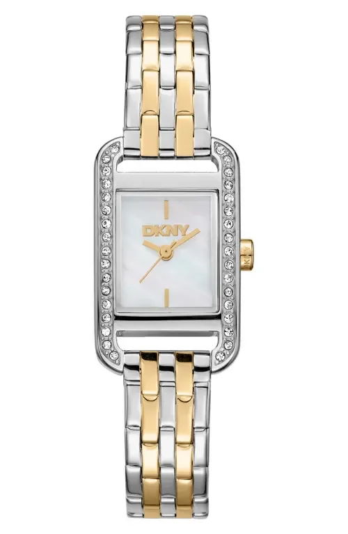 Signature Shape Crystal Bezel Tank Bracelet Watch, 20mm x 33mm by DKNY