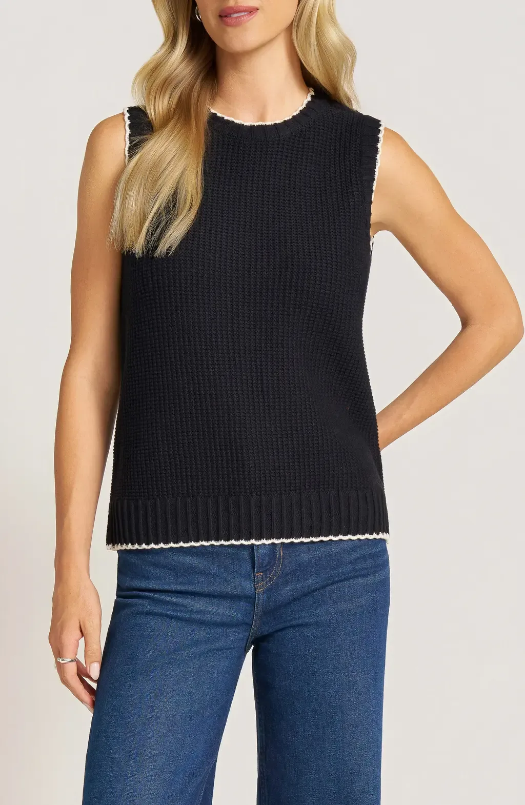 Elm Crewneck Cotton Sweater Vest by matty m.
