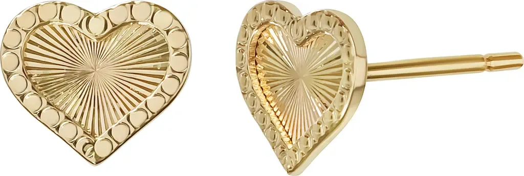 14K Gold Heart Stud Earrings by Bony Levy