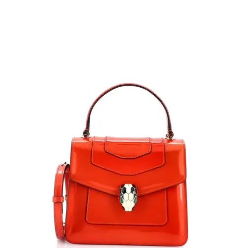 Serpenti Top Handle Bag Patent Small by Pre-Owned Bvlgari