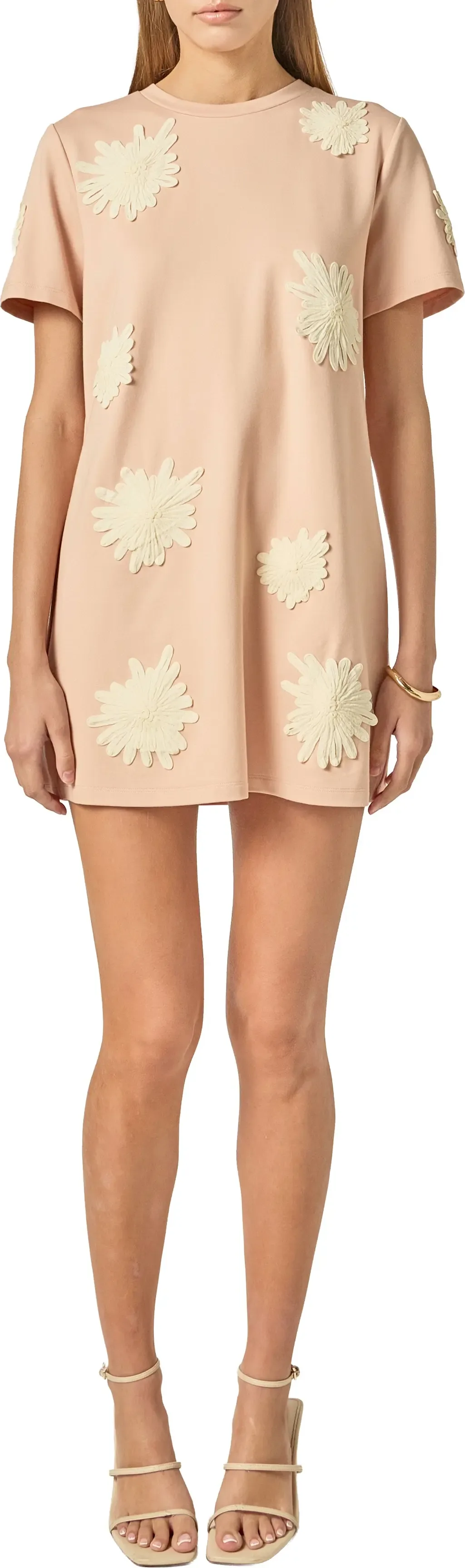 Flower Detail T-Shirt Minidress by English Factory