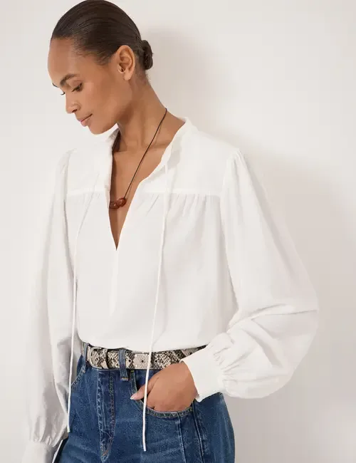 Harlow Tie Front Detail Blouse by Hush
