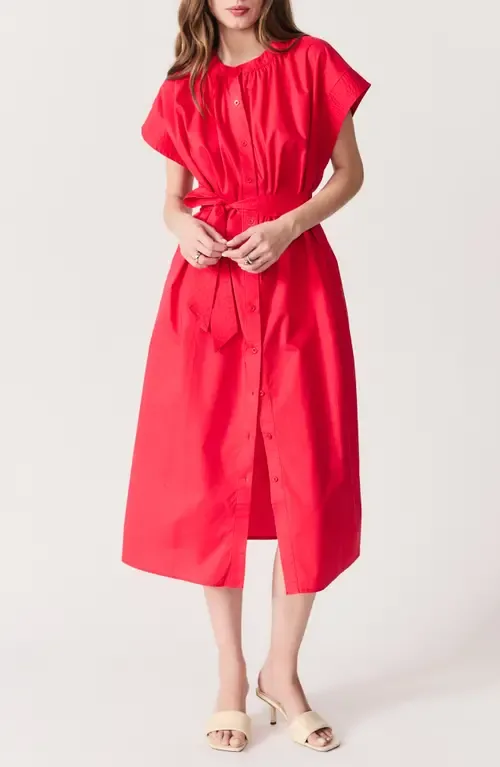 Cancela Cap Sleeve Cotton Poplin Shirtdress by DELUC