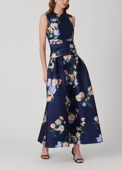 Midnight Marie Tossed Floral Mikado Dress by Shoshanna