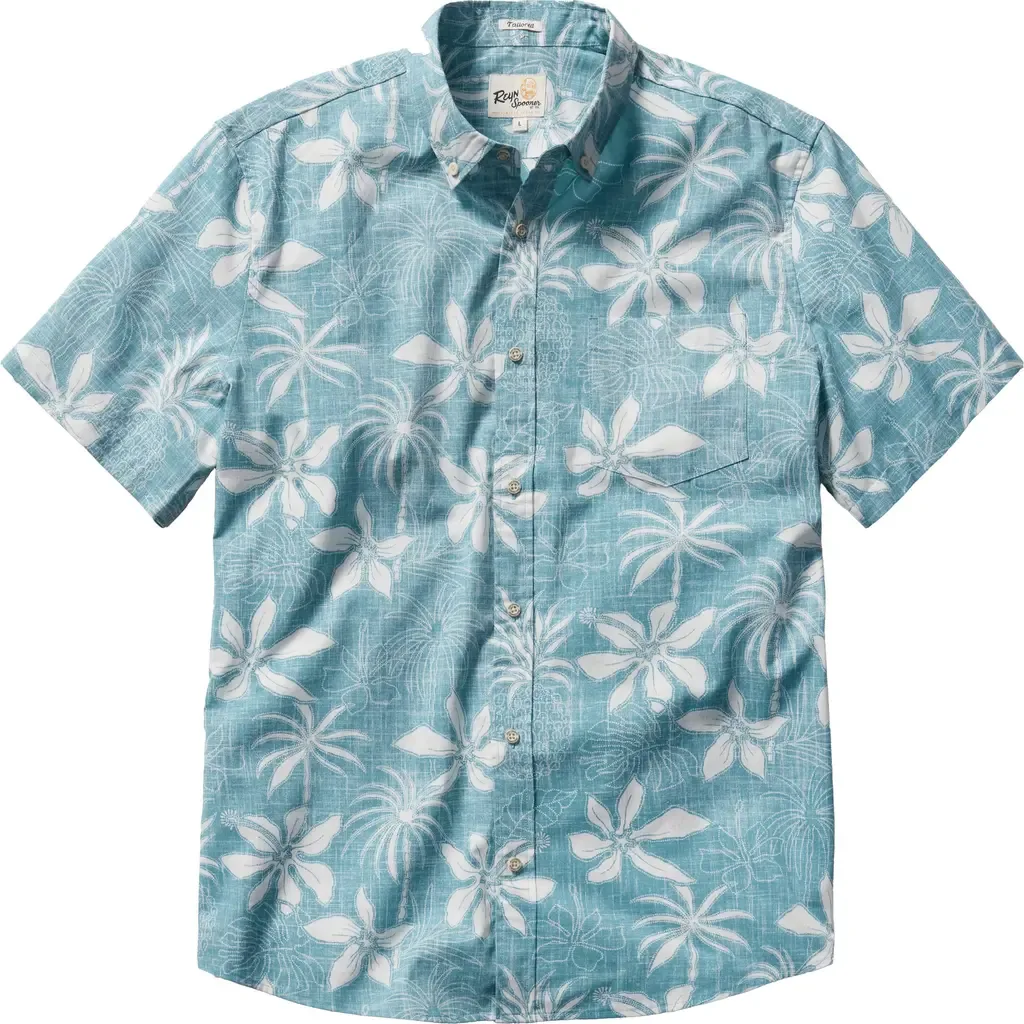 Island Daze Short Sleeve Cotton Blend Button-Down Shirt by Reyn Spooner