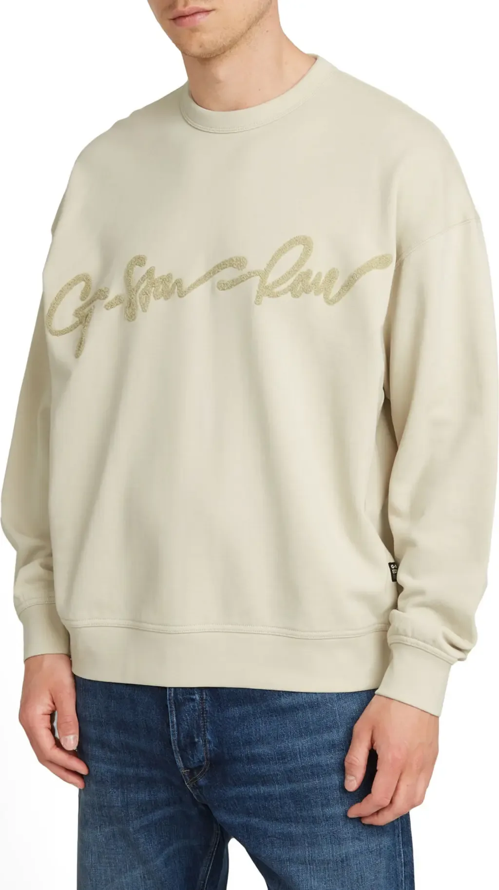 Chenille G-Script Loose Organic Cotton Crewneck Sweatshirt by G-STAR
