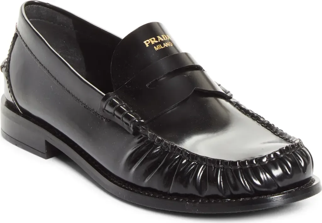 Ruched Toe Penny Loafer by Prada