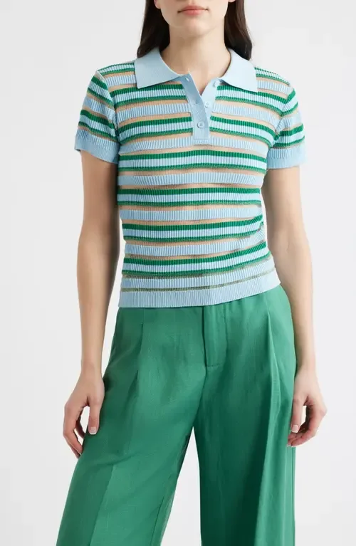 Levanzo Stripe Knit Polo by DELUC