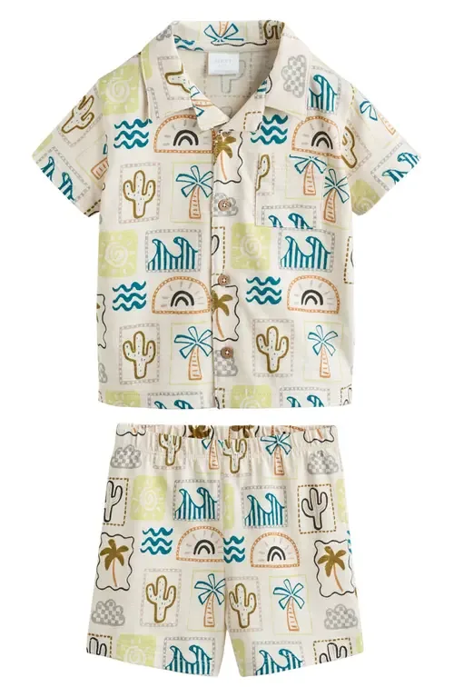 Fluro Tile Cotton Camp Shirt & Shorts Set by NEXT