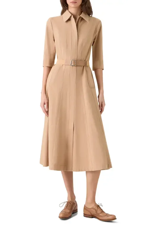 Belted Stretch Denim Midi Dress by Akris