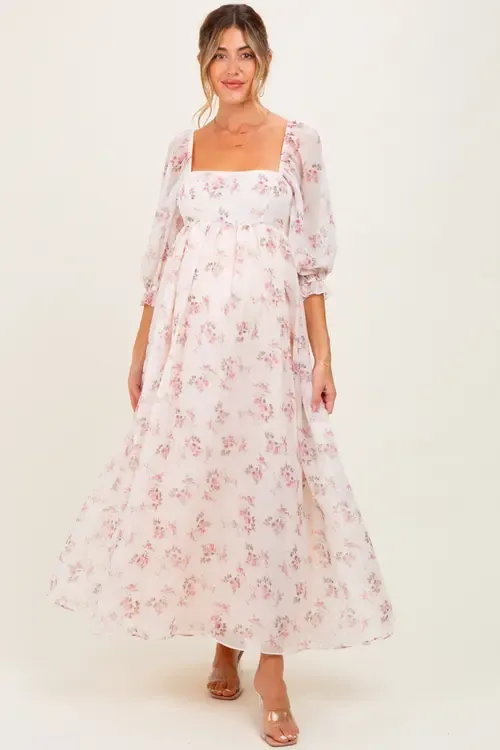 Floral Chiffon Long Sleeve Maxi Dress by PinkBlush