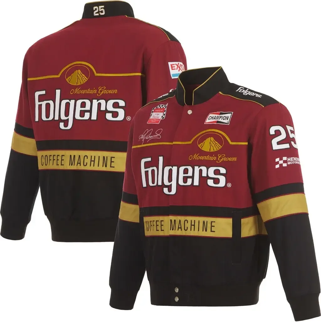 JH Design Maroon/Black Tim Richmond Folgers Twill Uniform Full-Snap Jacket by JH DESIGN