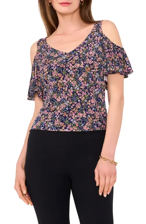 Floral Cold Shoulder Jersey Top by Chaus