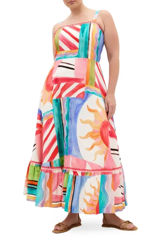 Sunlit Print Sleeveless Maxi Dress by City Chic