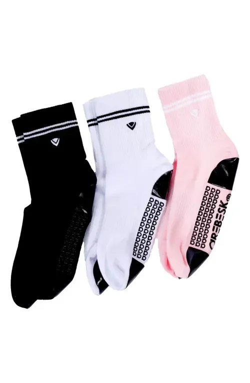 Classic Assorted 3-Pack Grip Crew Socks by Arebesk