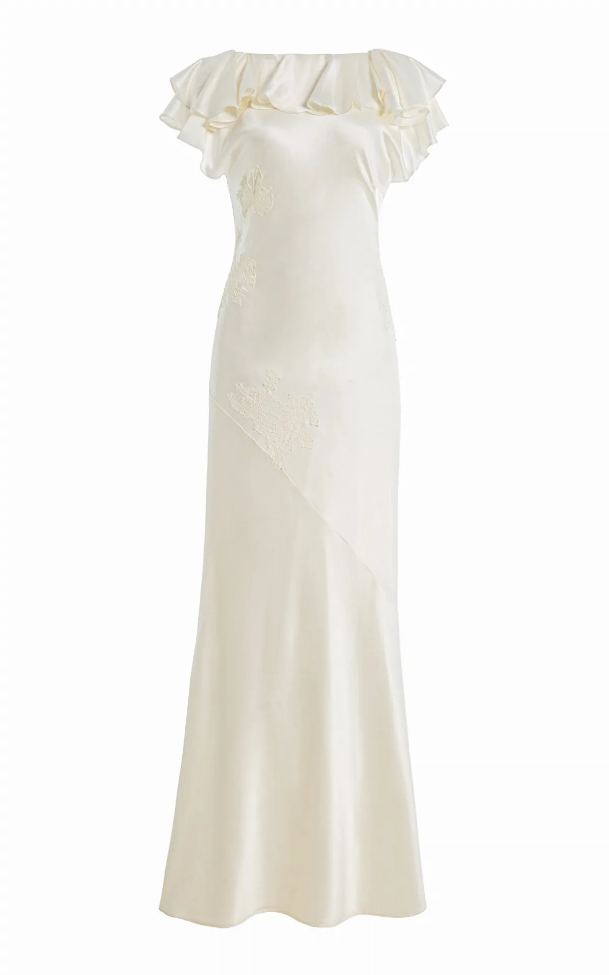 Amancia Ruffled Silk-Blend Satin Maxi Dress by De La Vali