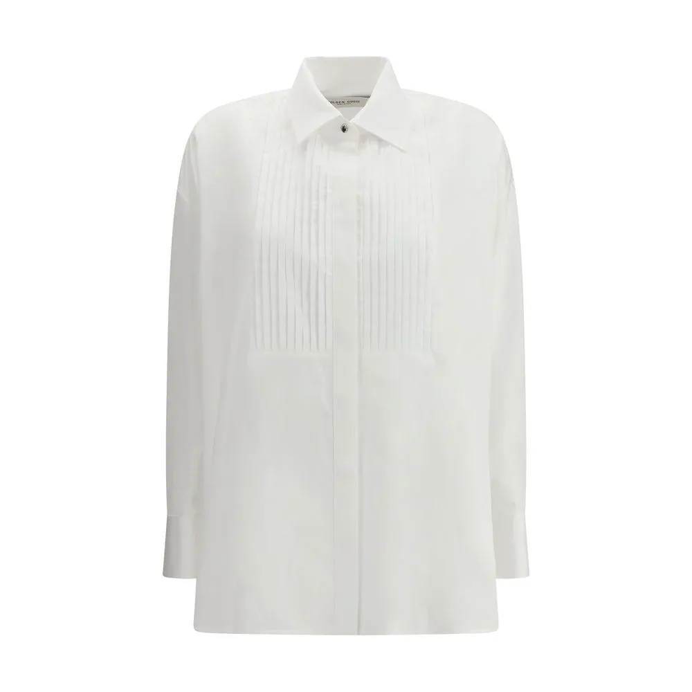 Pleated Cotton Poplin Shirt by Golden Goose