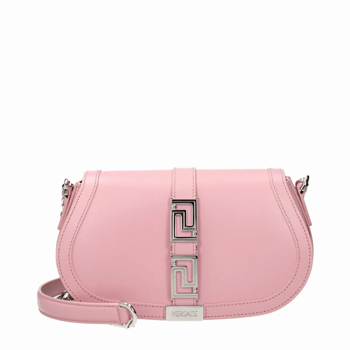 Leather with Greca Stripe Shoulder Bag by Versace