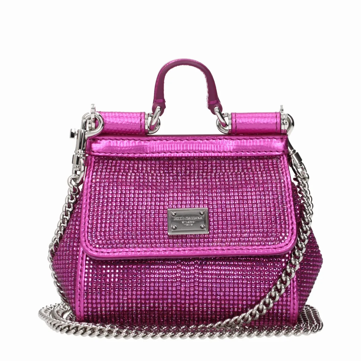 Rhinestone-Embellished Satin Shoulder Bag by Dolce & Gabbana