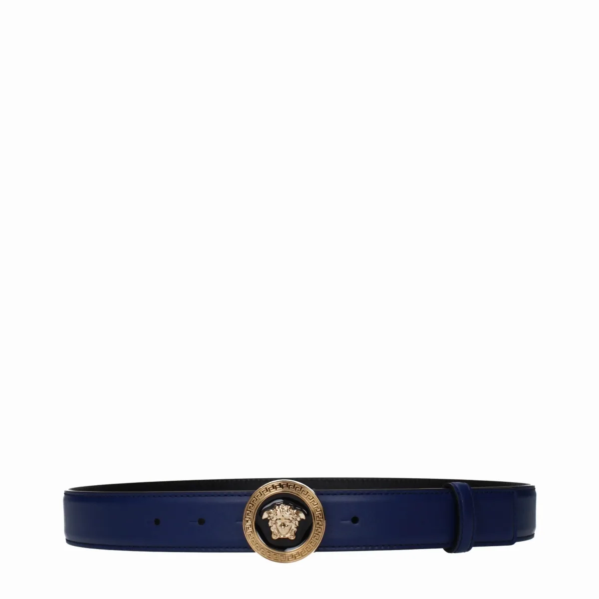Leather with Medusa Buckle Belt by Versace
