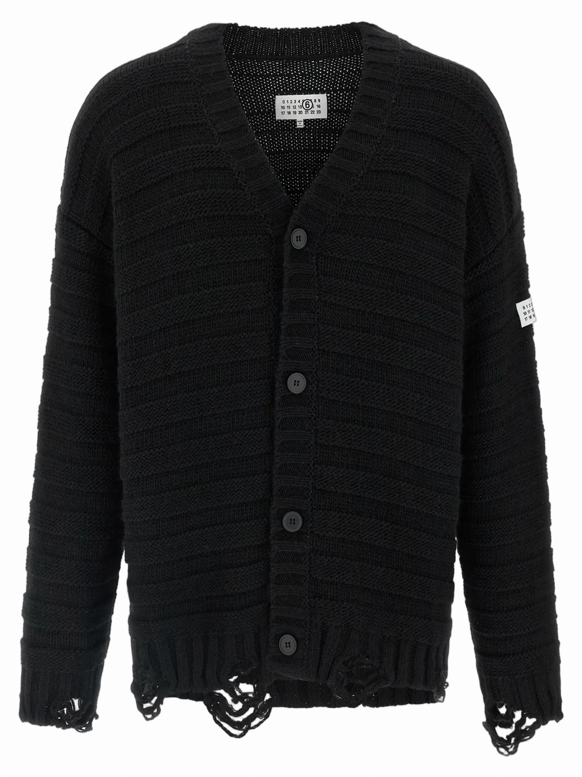 Distressed Virgin Wool Cardigan by MM6 Maison Margiela