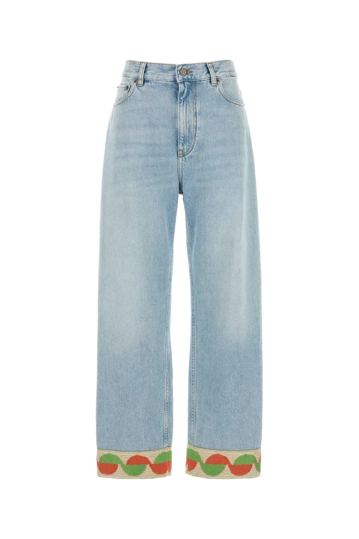 Embroidered Hem Cotton Jeans by Valentino Garavani