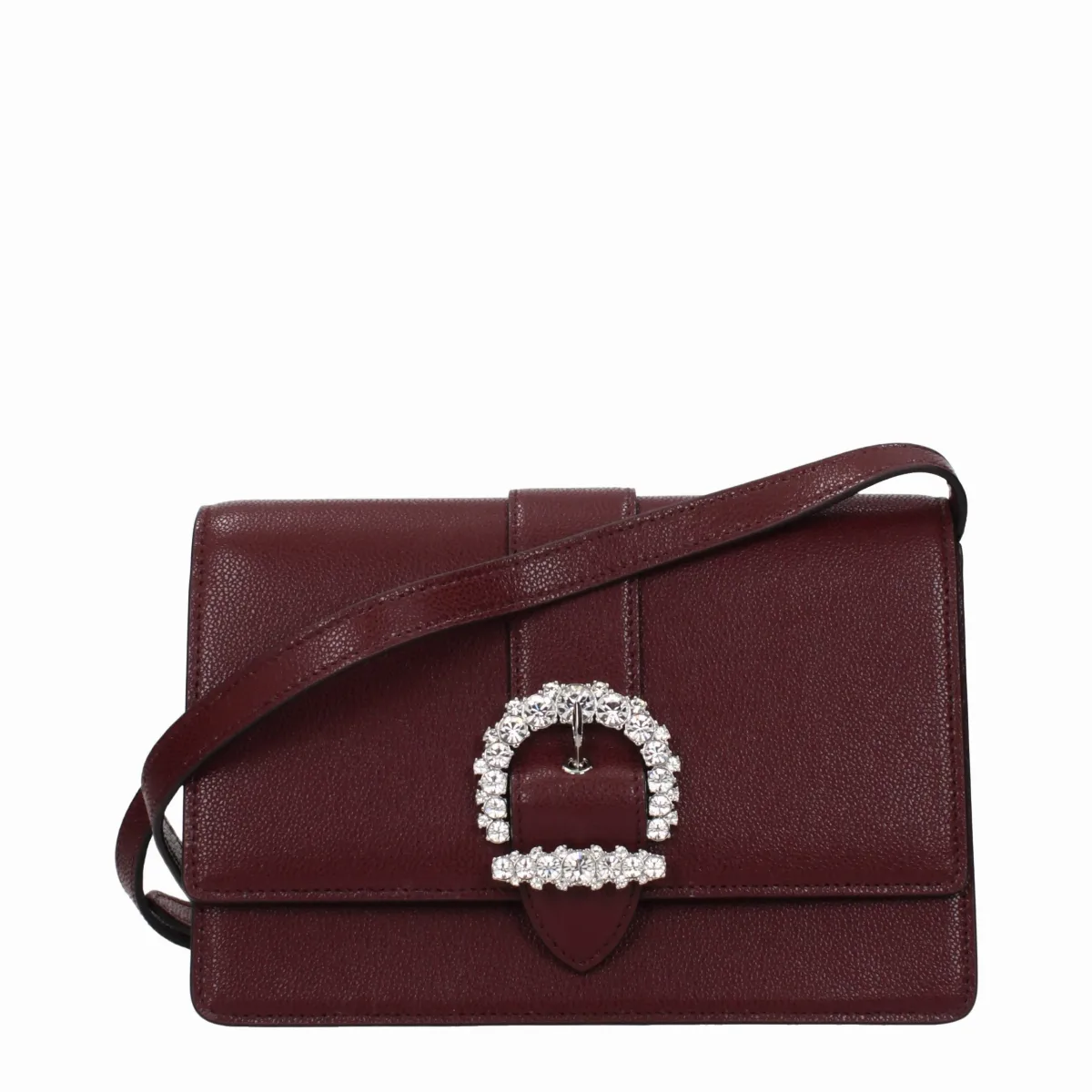 Crystal-Buckle Leather Crossbody Bag by Jimmy Choo