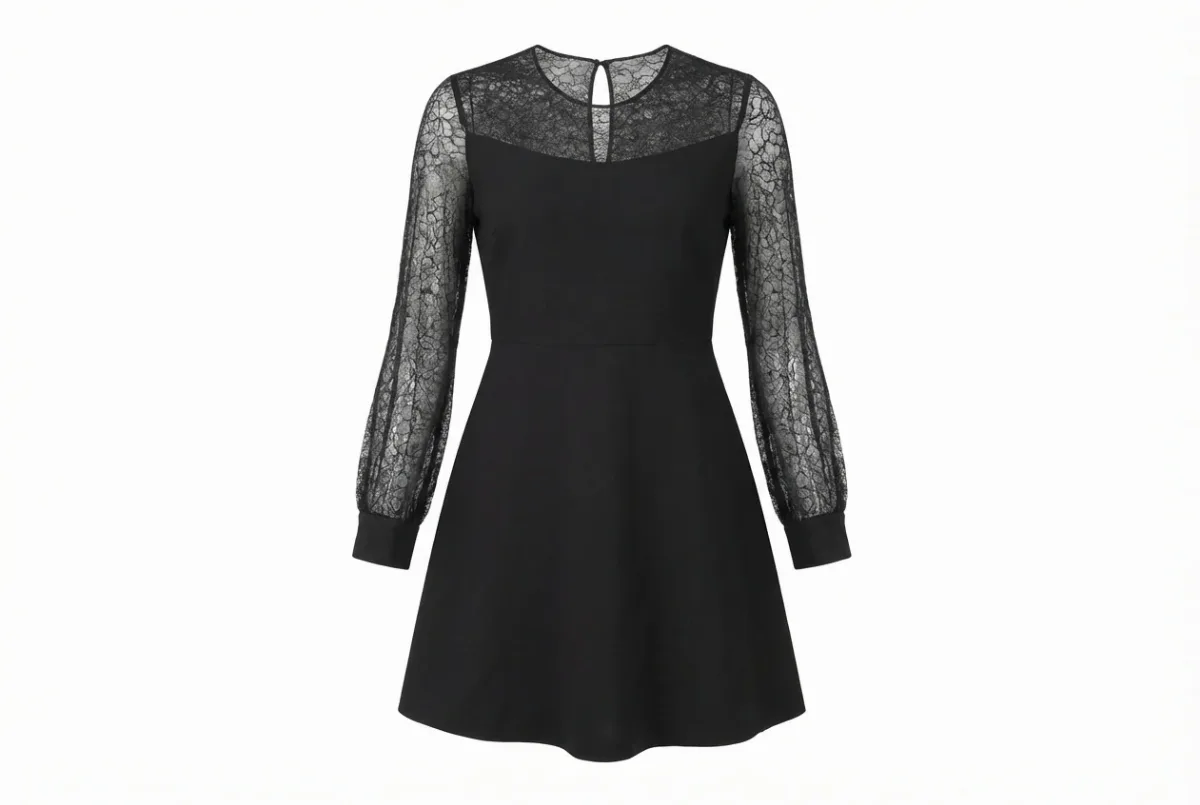 Lace-Sleeve Dress by Valentino